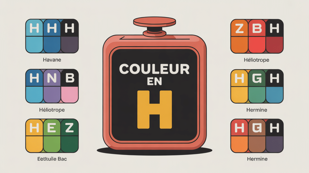 Nuancier couleur en h petit bac avec havane, héliotrope, hermine