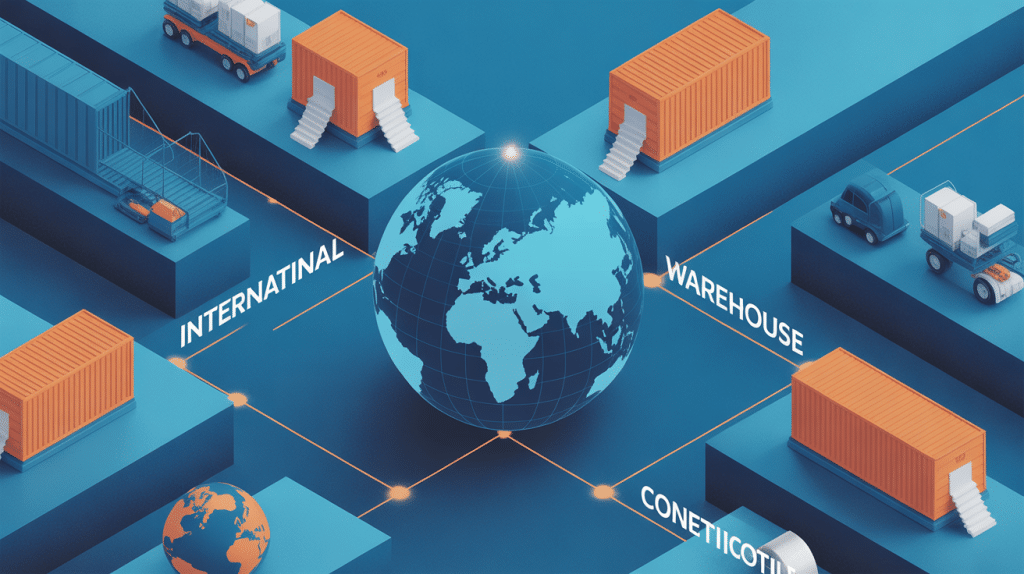 international warehouse illustration réseau logistique mondial