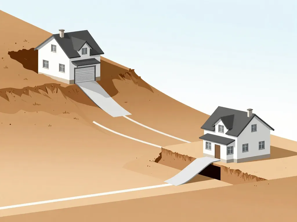 maison avec garage en sous sol sur terrain plat et pentu