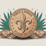 illustration pièce 2 euros fleur de lys sur fond élégant