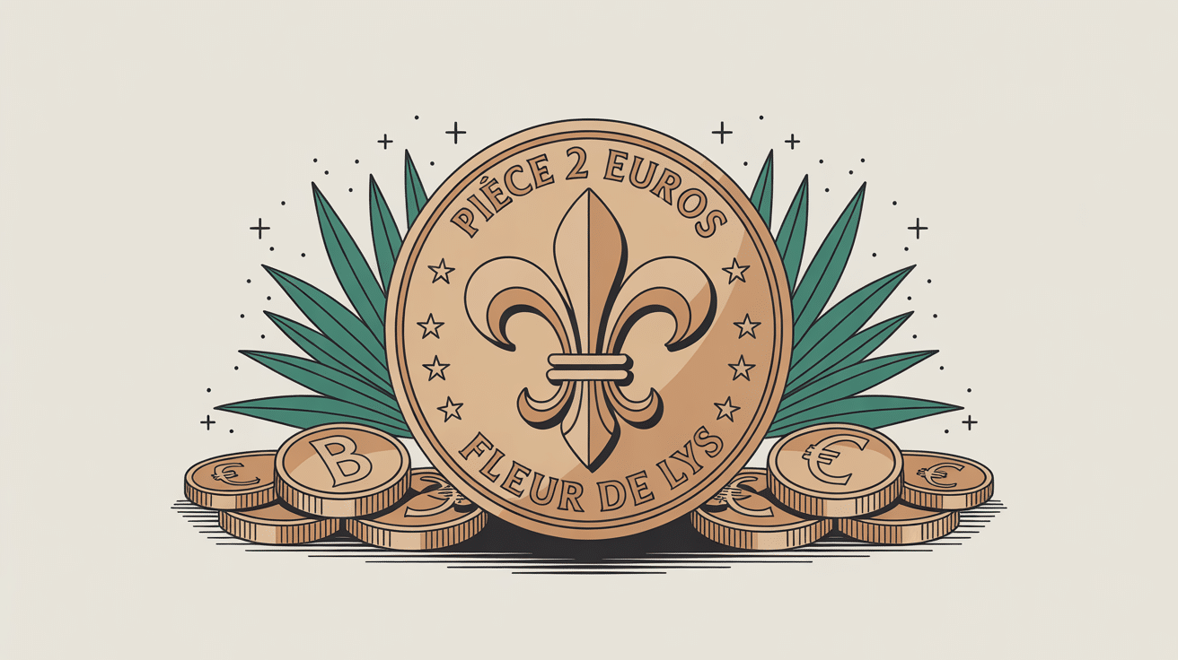 illustration pièce 2 euros fleur de lys sur fond élégant