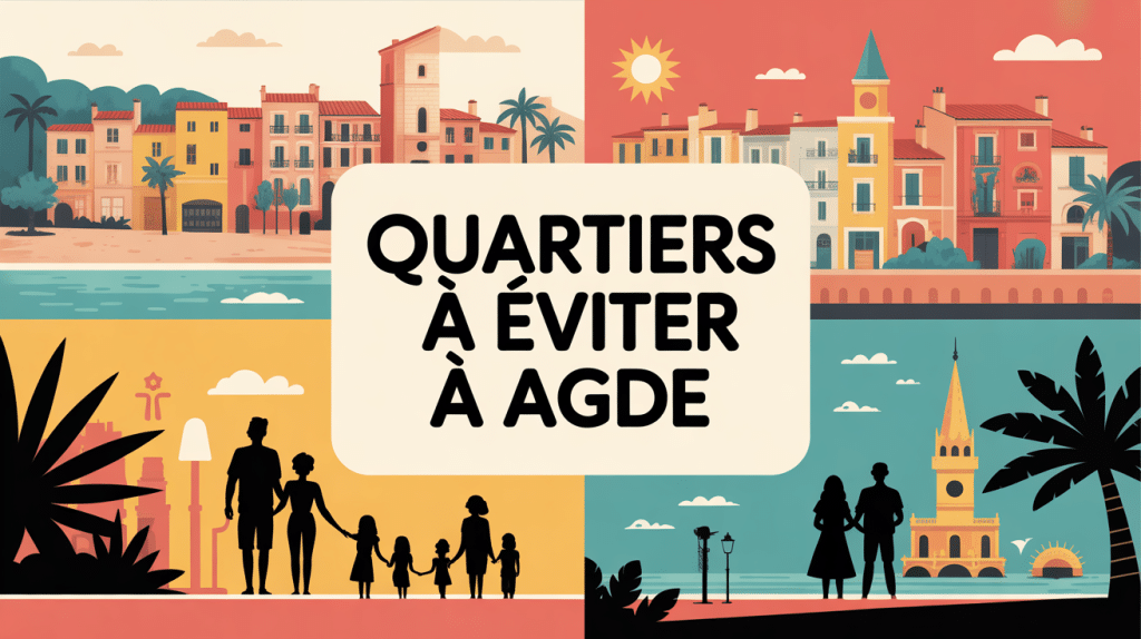 Quartier à éviter à Agde vue stylisée avec familles