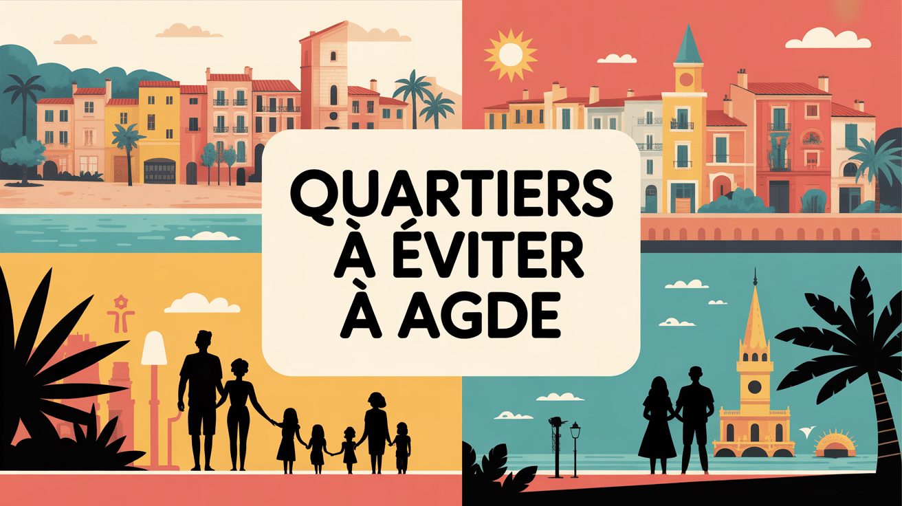 Quartier à éviter à Agde vue stylisée avec familles