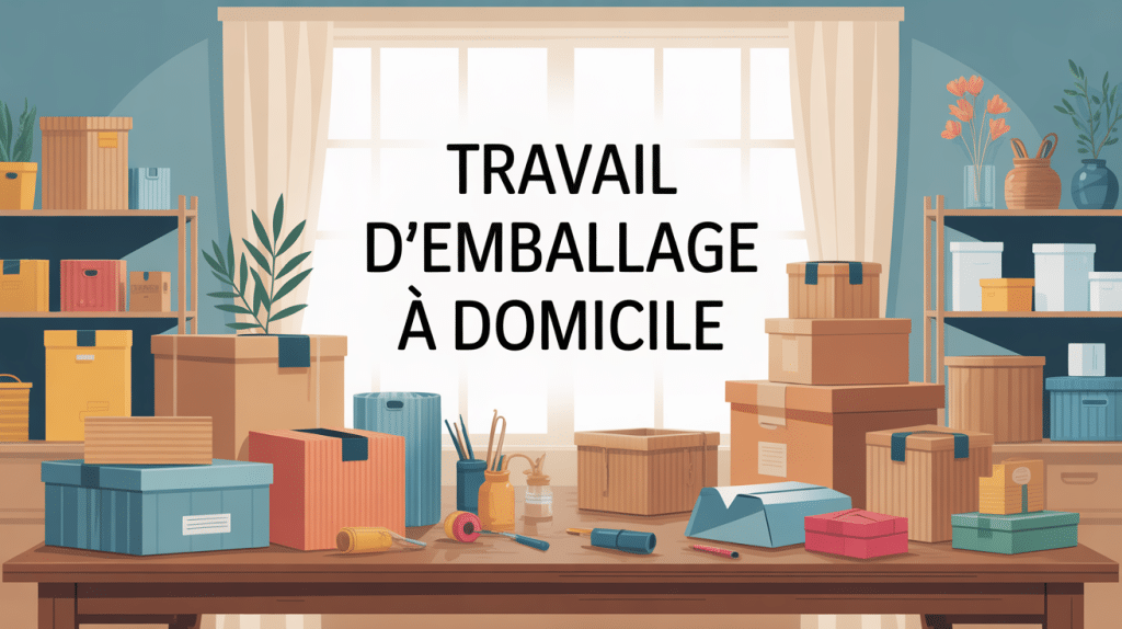 illustration travail d'emballage à domicile ambiance organisée