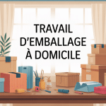 illustration travail d'emballage à domicile ambiance organisée