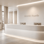 Accueil entreprise image Corian blanc identité visuelle
