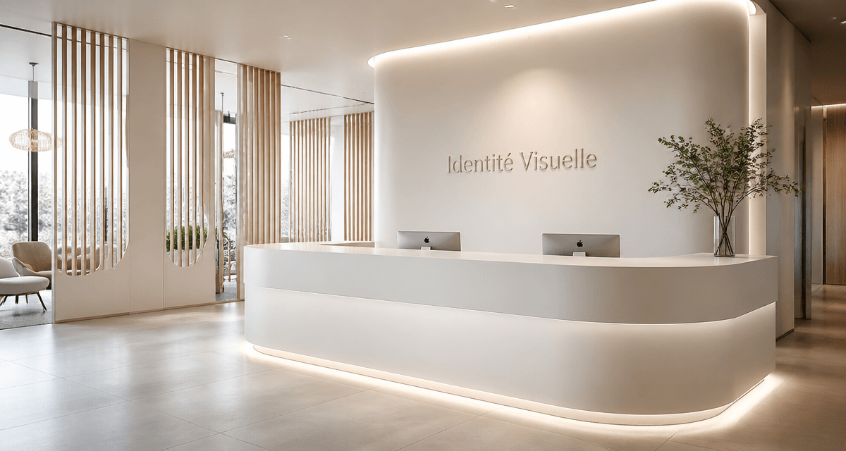 Accueil entreprise image Corian blanc identité visuelle