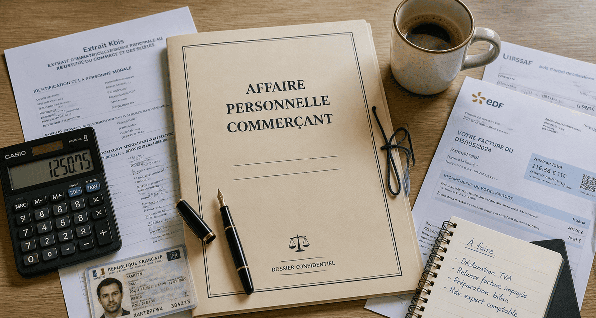 affaire personnelle commerçant dossier sur bureau