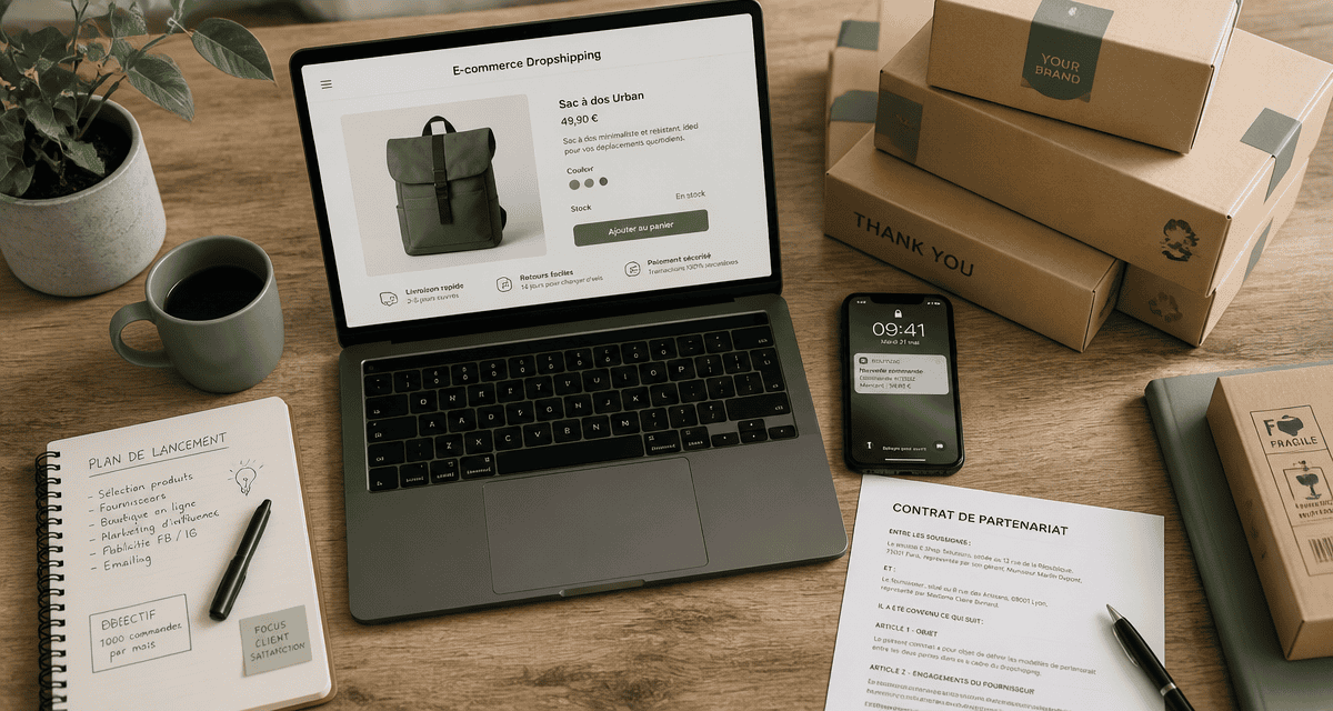 Bureau moderne e commerce en dropshipping