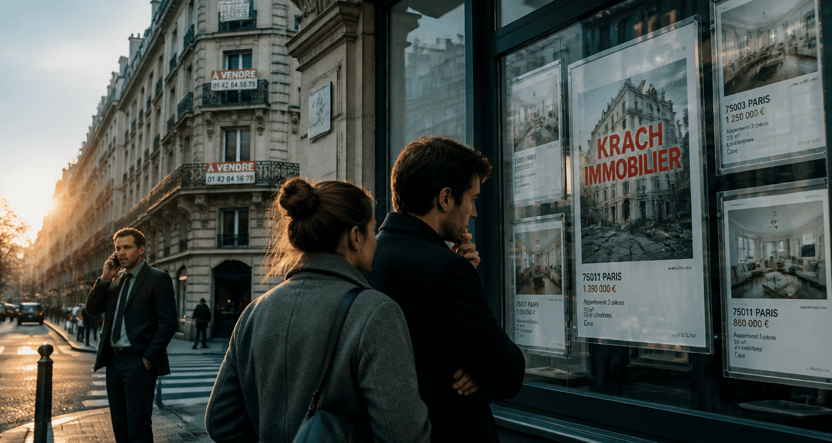 krach immobilier panneau à vendre agent inquiet