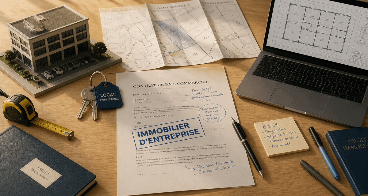 local pour entreprise, contrat de bail, clés et plan