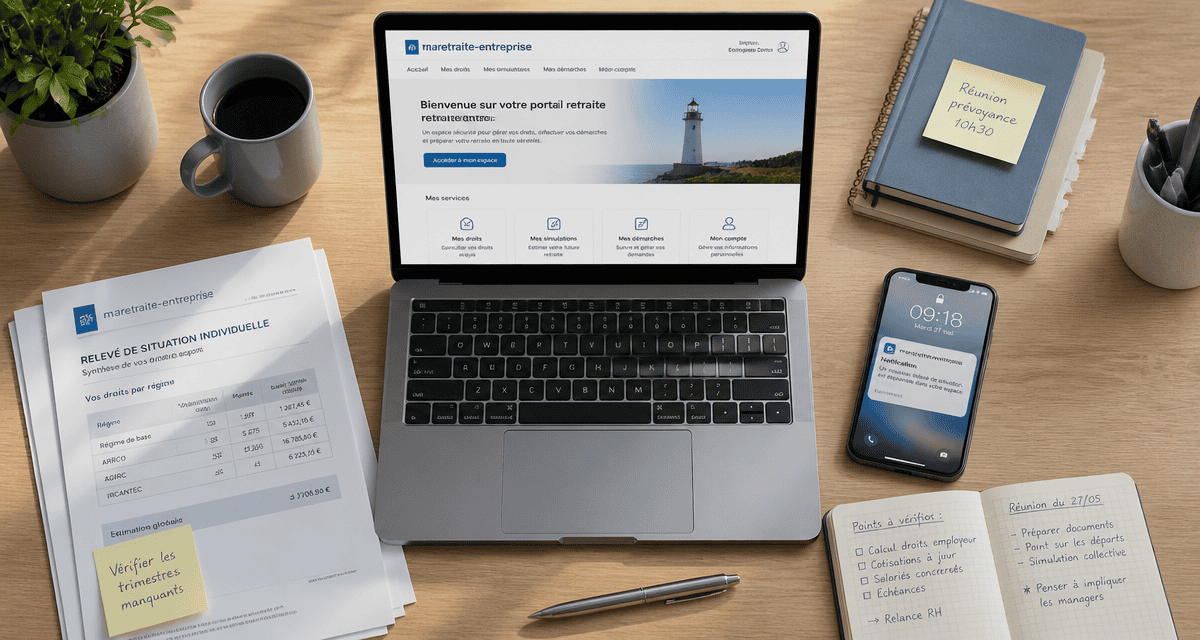 bureau maretraite-entreprise documents ordinateur