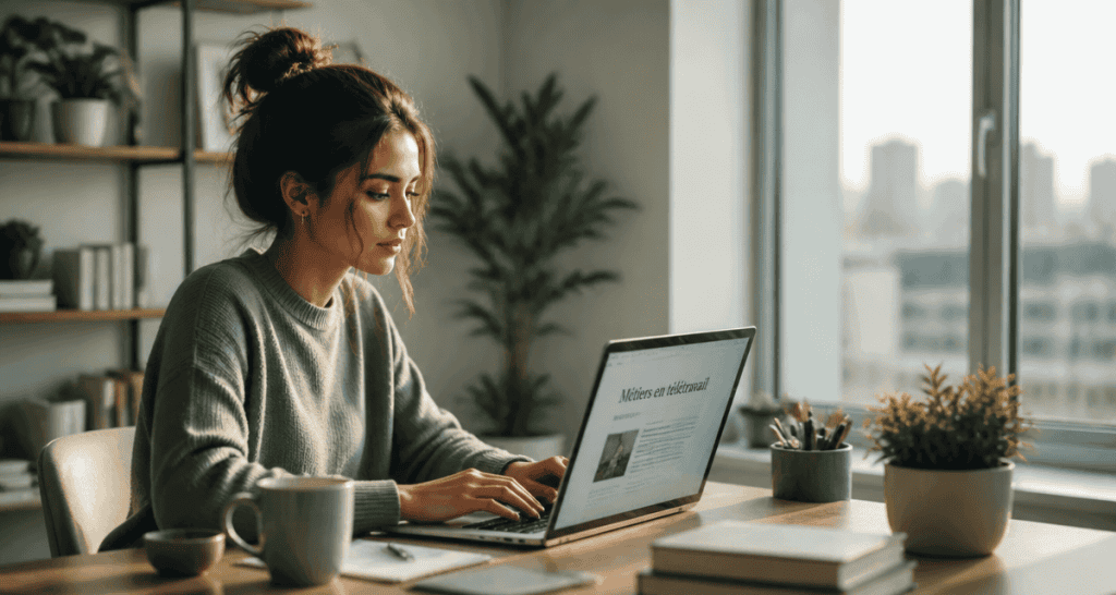 métier en télétravail femme ordinateur