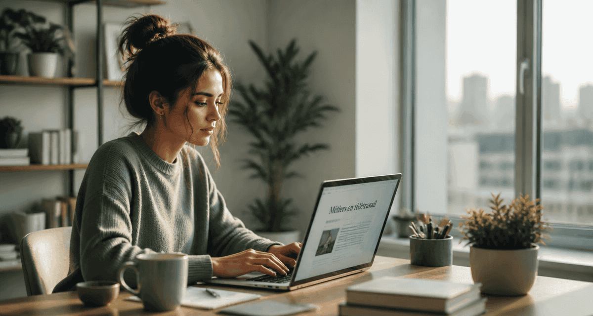 métier en télétravail femme ordinateur