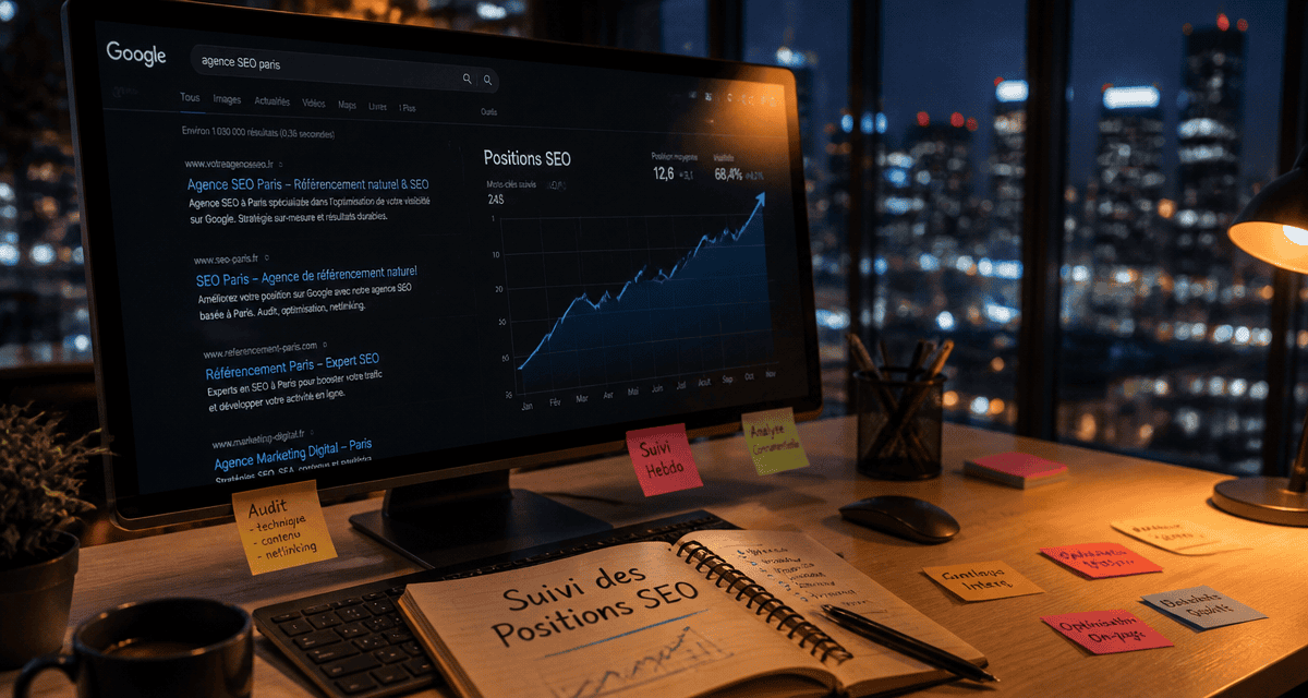 suivi des positions SEO sur écran d’ordinateur