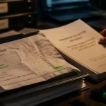 Cadre assimilé : bulletin de paie et tampon au bureau
