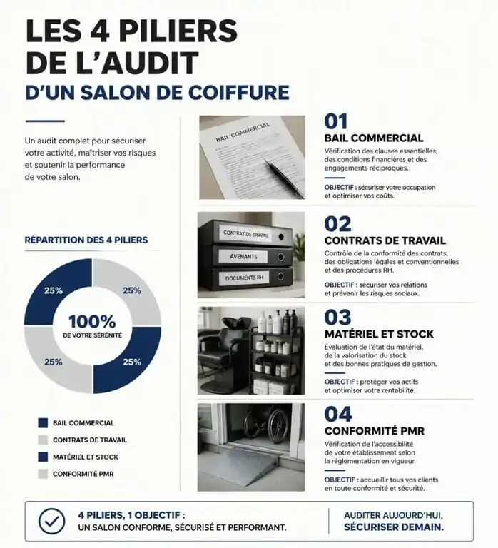 Infographie sur les points de vigilance pour la vente d'un salon de coiffure