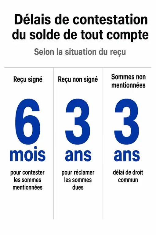 Infographie des délais de contestation du solde de tout compte