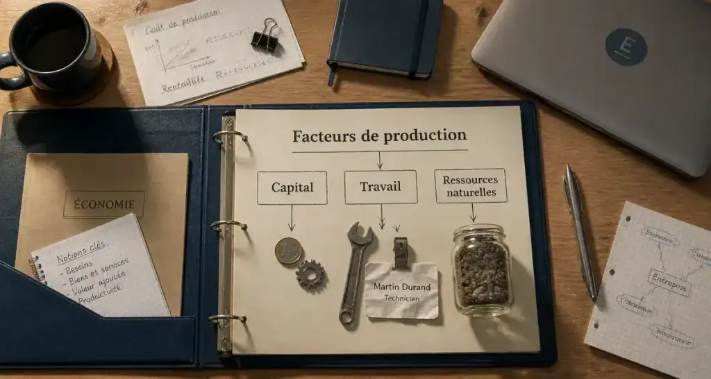 Facteurs de production exemple : capital travail ressources naturelles