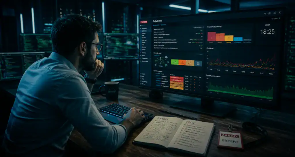 formation zabbix expert ingénieur devant écran
