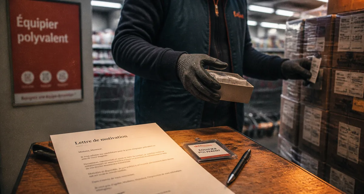 Lettre de motivation équipier polyvalent : document sur comptoir magasin