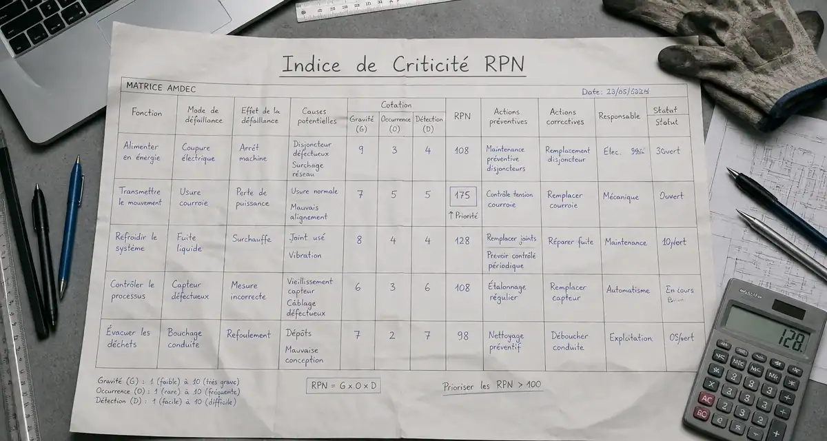 matrice amdec sur bureau d'ingénierie