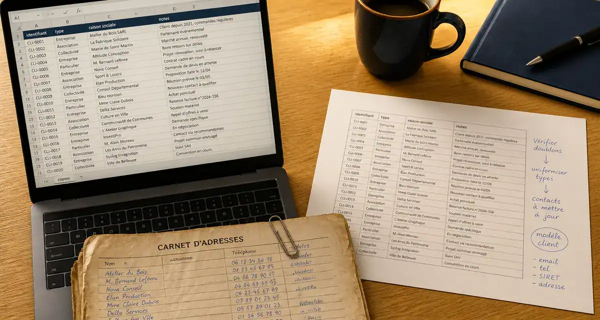 Modèle fichier client Excel gratuit pour structurer la base de données