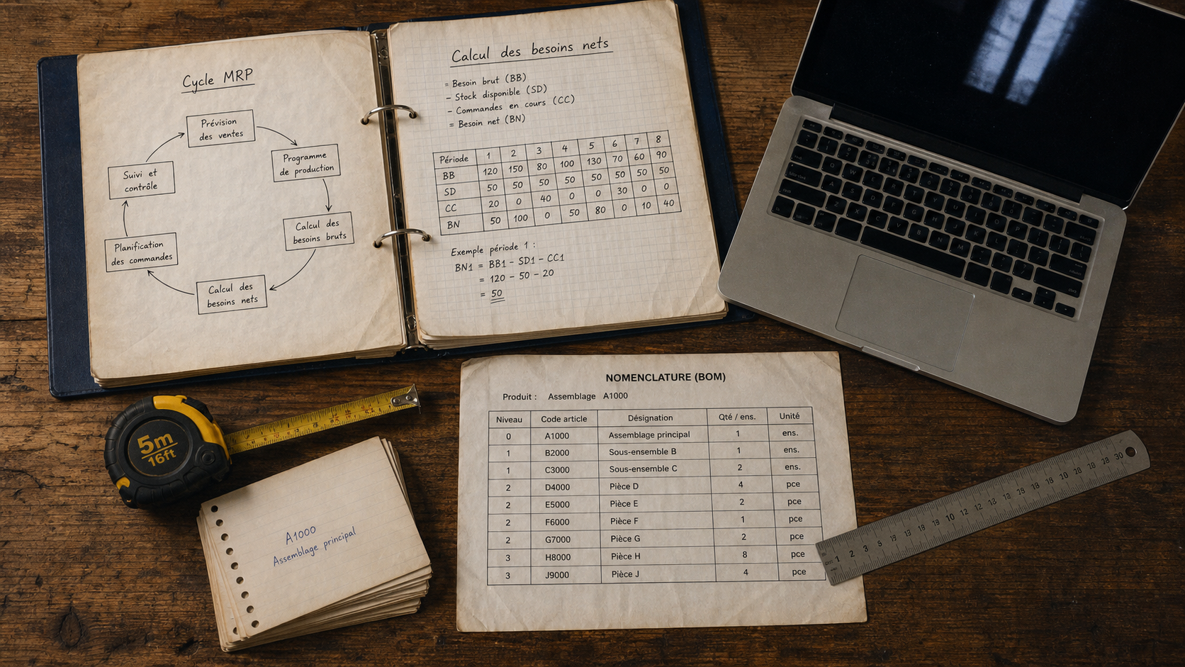 MRP définition : cycle MRP, calcul besoins nets et optimisation stocks