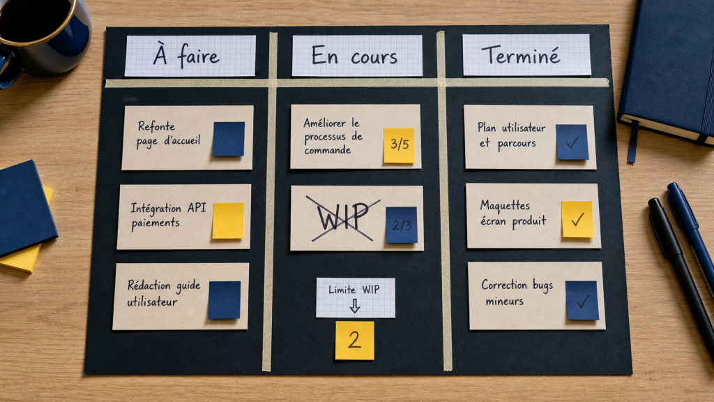 agile kanban : kanban et limite WIP pour visualiser le travail