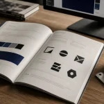 Charte graphique exemple : charte et grille sur bureau, studio