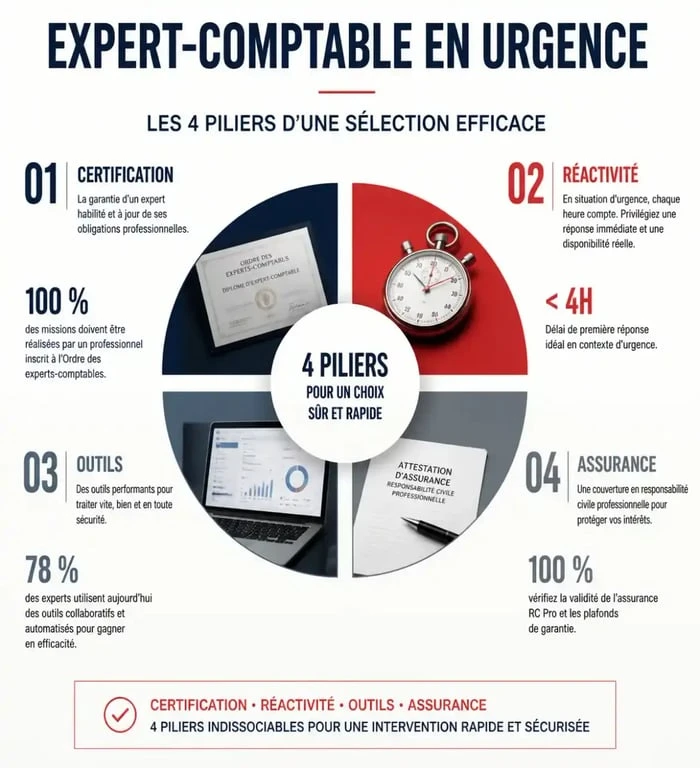 Infographie des critères de sélection pour une recherche comptable urgent et fiable