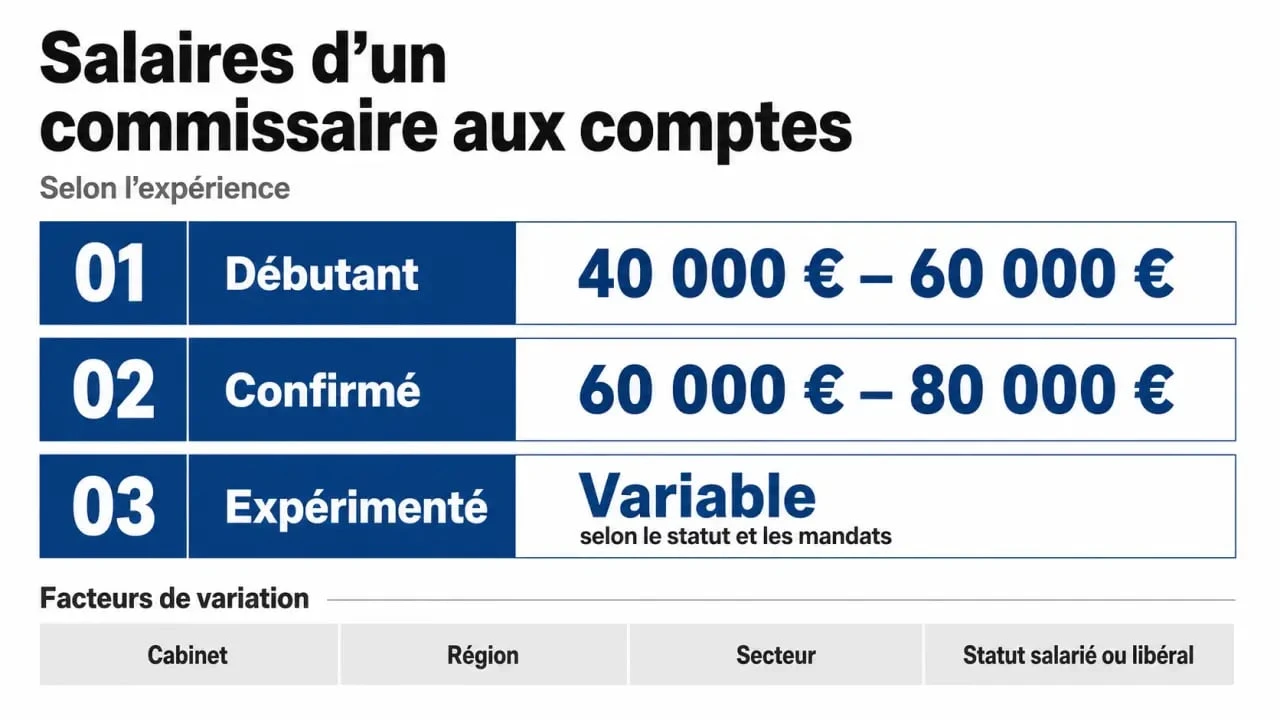 Salaire commissaire aux comptes : fourchettes selon l’expérience et les facteurs de rémunération