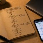 Logigramme en ligne sur carnet et écran