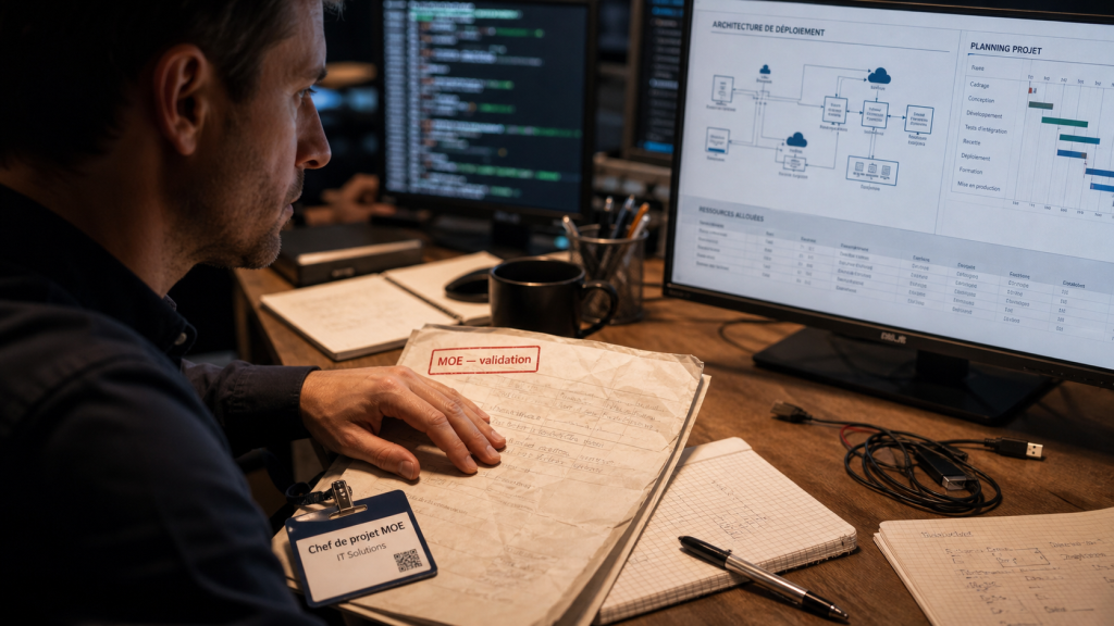 MOE informatique : chef de projet MOE valide un déploiement en open-space IT