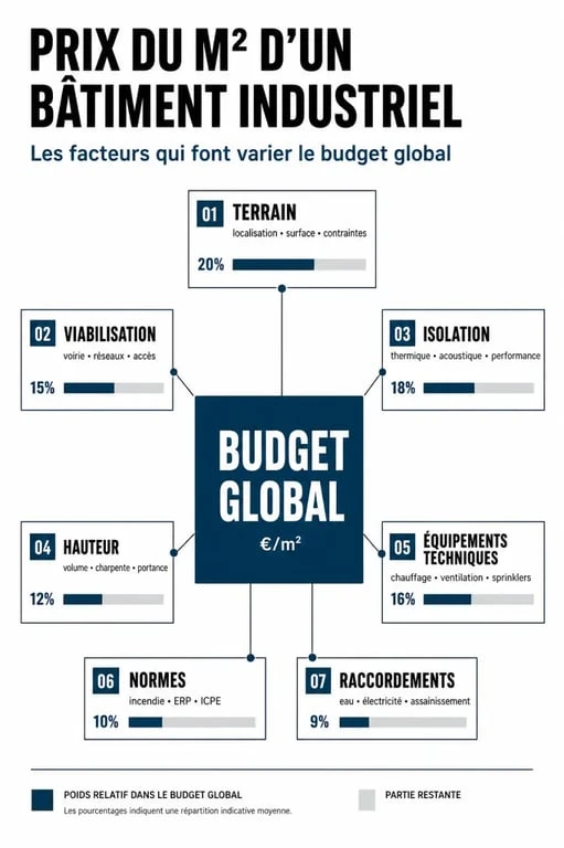 Prix du m2 batiment industriel : principaux facteurs de variation du budget