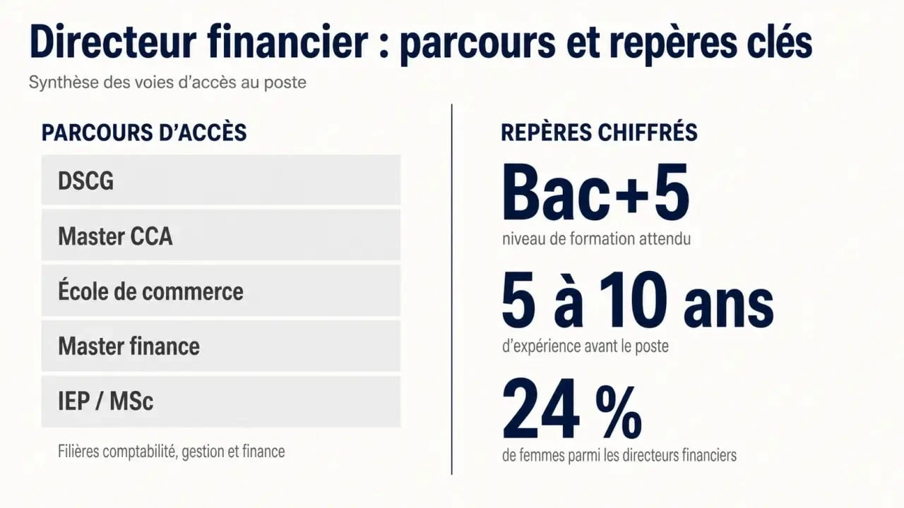 Étude directeur financier : parcours Bac+5, expérience requise et chiffres clés