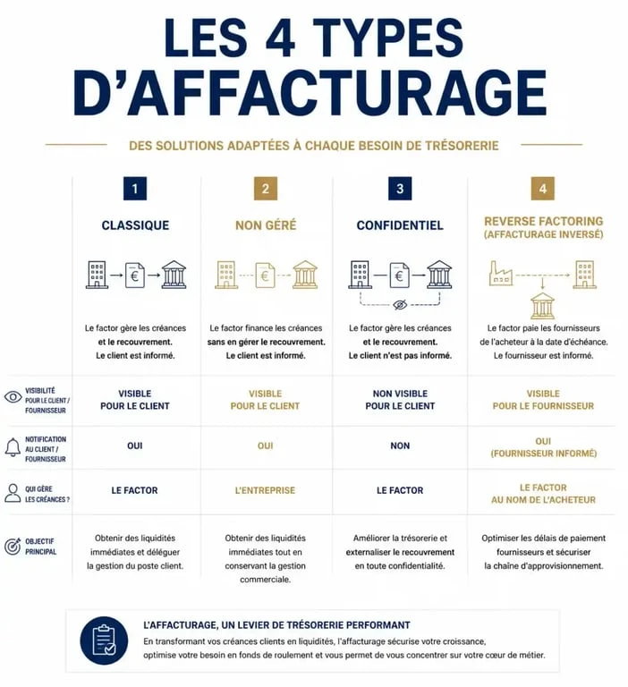 Types de solutions proposées par un courtier affacturage pour les entreprises