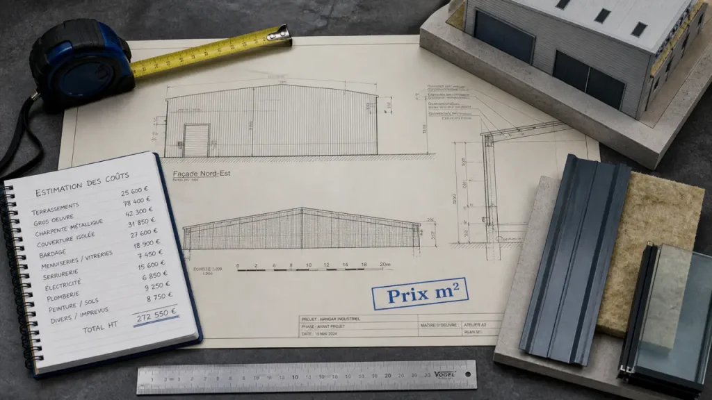 Prix d’un bâtiment industriel : de 300 à 2 000 € / m² selon l’usage, le terrain et les normes
