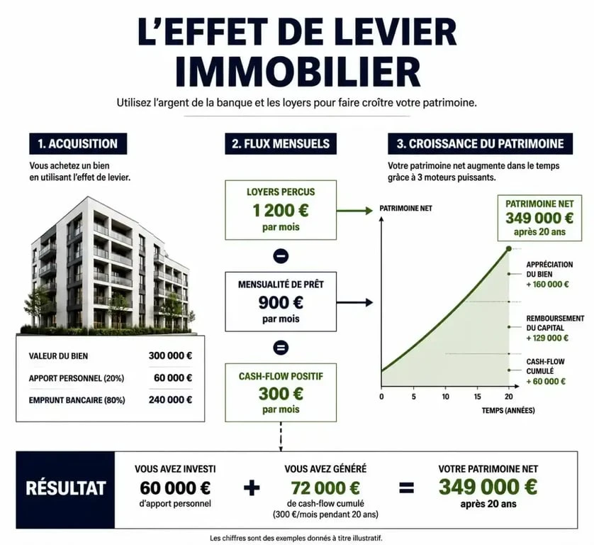 Schéma de l'effet de levier pour une simulation scpi à crédit