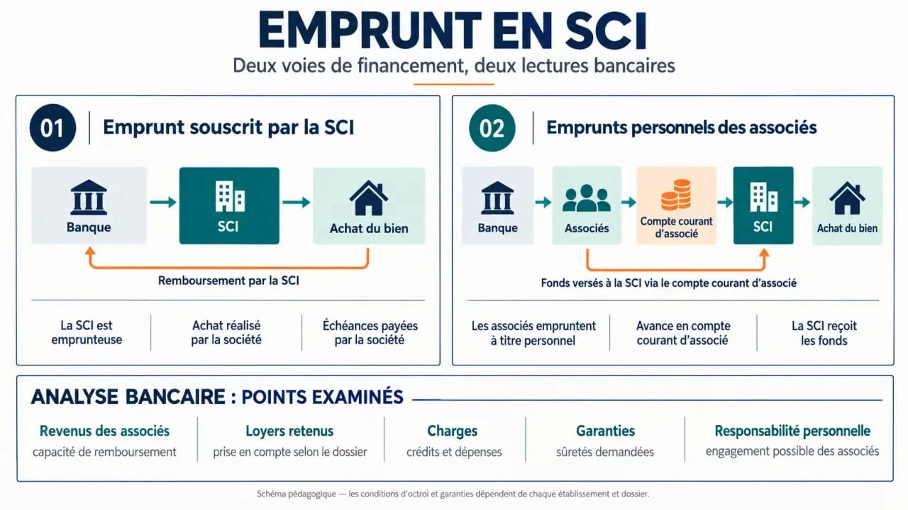 Infographie sur l'emprunt SCI directement souscrit par la société ou par les associés