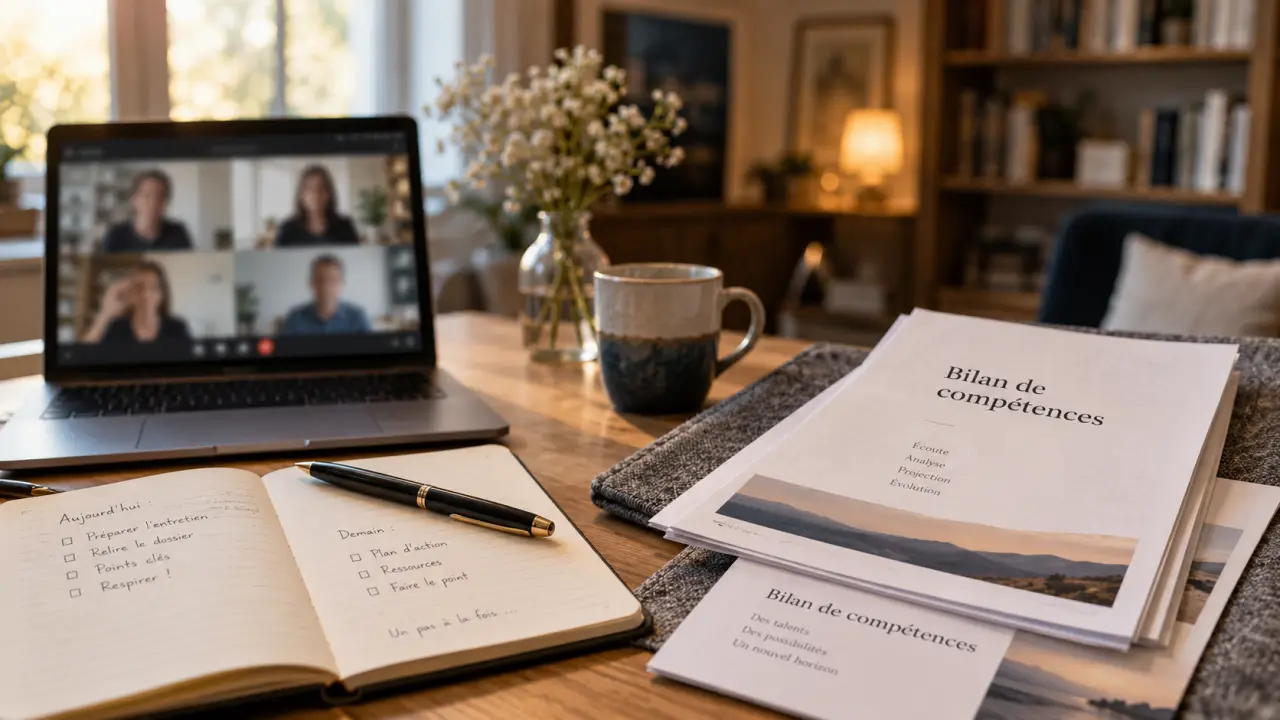 Bilan de compétences à distance : carnet et visioconférence sur table