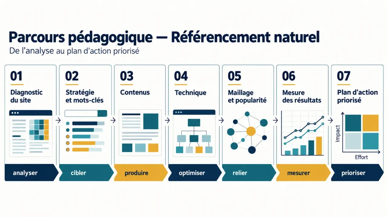 Parcours d’une formation référencement naturel du diagnostic au plan d’action SEO